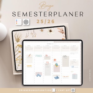 Digitaler Semesterplaner 2025 2026 · Studentenplaner digital für iPad, GOODNOTES · Studienplaner digital Beige · Studenten Kalender Beige