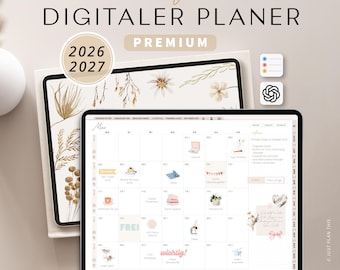 Digitaler Planer 2026 & 2027 Deutsch / GOODNOTES Kalender / iPad Planner / Bullet Journal digital Bunt / 700 digitale Sticker inklusive