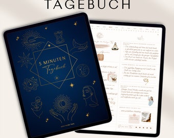 5 Minuten Tagebuch deutsch - Digitales Tagebuch für mehr Dankbarkeit, Achtsamkeit & Selbstliebe / GOODNOTES Tagebuch / iPad Journal