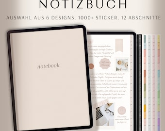 Notizbuch digital | Digitales Notizbuch | Goodnotes Notability | 6 digitale Notizbücher Set | 1000 digitale Sticker