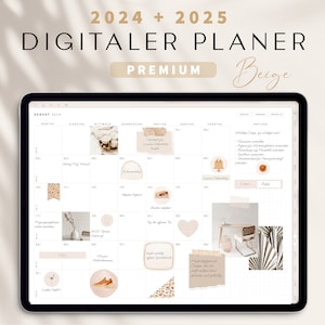 Digitaler Planer 2024 2025 Deutsch / GOODNOTES Kalender / iPad Planner / Bullet Journal digital Beige / 800 digitale Sticker image 1