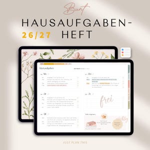Hausaufgabenheft 2026 2027 / digitales Hausaufgabenheft / Goodnotes Schulplaner 26 27 / Ipad Hausaufgabenheft datiert 26/27
