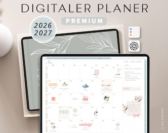 Digitaler Planer 2026 & 2027 Deutsch / GOODNOTES Kalender / iPad Planner / Bullet Journal digital Bunt / 1000 digitale Sticker inklusive
