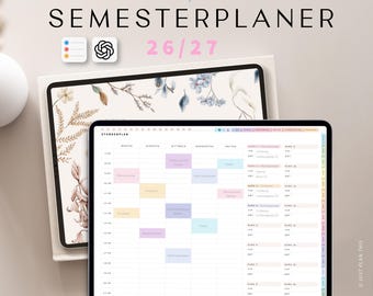 Digitaler Semesterplaner 2026 2027 · Studentenplaner digital für iPad, GOODNOTES · Studienplaner digital Beige · Studenten Kalender Pastell