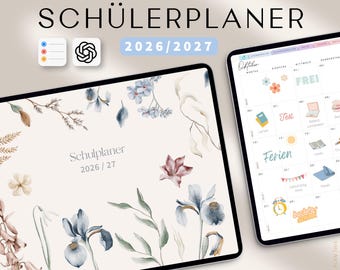 Digitaler Schülerplaner 2026 2027 DEUTSCH / Schulplaner Ipad 2026 27 / Goodnotes Schülerkalender 26 27 / Samsung Notes Planer Schule / Bunt