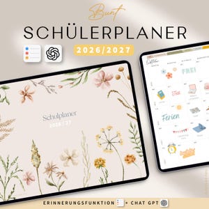 Digitaler Schülerplaner 2026 2027 DEUTSCH / Schulplaner Ipad 2026 27 / Goodnotes Schülerkalender 26 27 / Samsung Notes Planer Schule / Bunt
