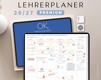 Digitaler Lehrerplaner 2026 2027 DEUTSCH / Goodnotes Lehrerkalender 26 27 / Schulplaner IPad / Unterrichtsplaner Notability / Blau