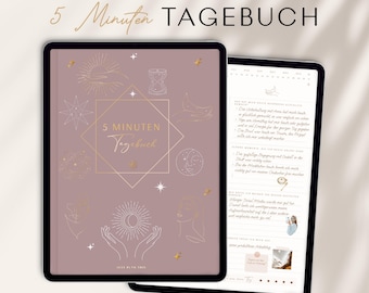 5 Minuten Tagebuch deutsch - Digitales Tagebuch für mehr Dankbarkeit, Achtsamkeit & Selbstliebe / GOODNOTES Tagebuch / iPad Journal