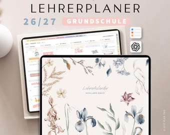 Digitaler Lehrerplaner Grundschule  2026 2027  DEUTSCH / Goodnotes Lehrerkalender 26 27 / Schuljahresplaner IPad / Unterrichtsplaner Pastell