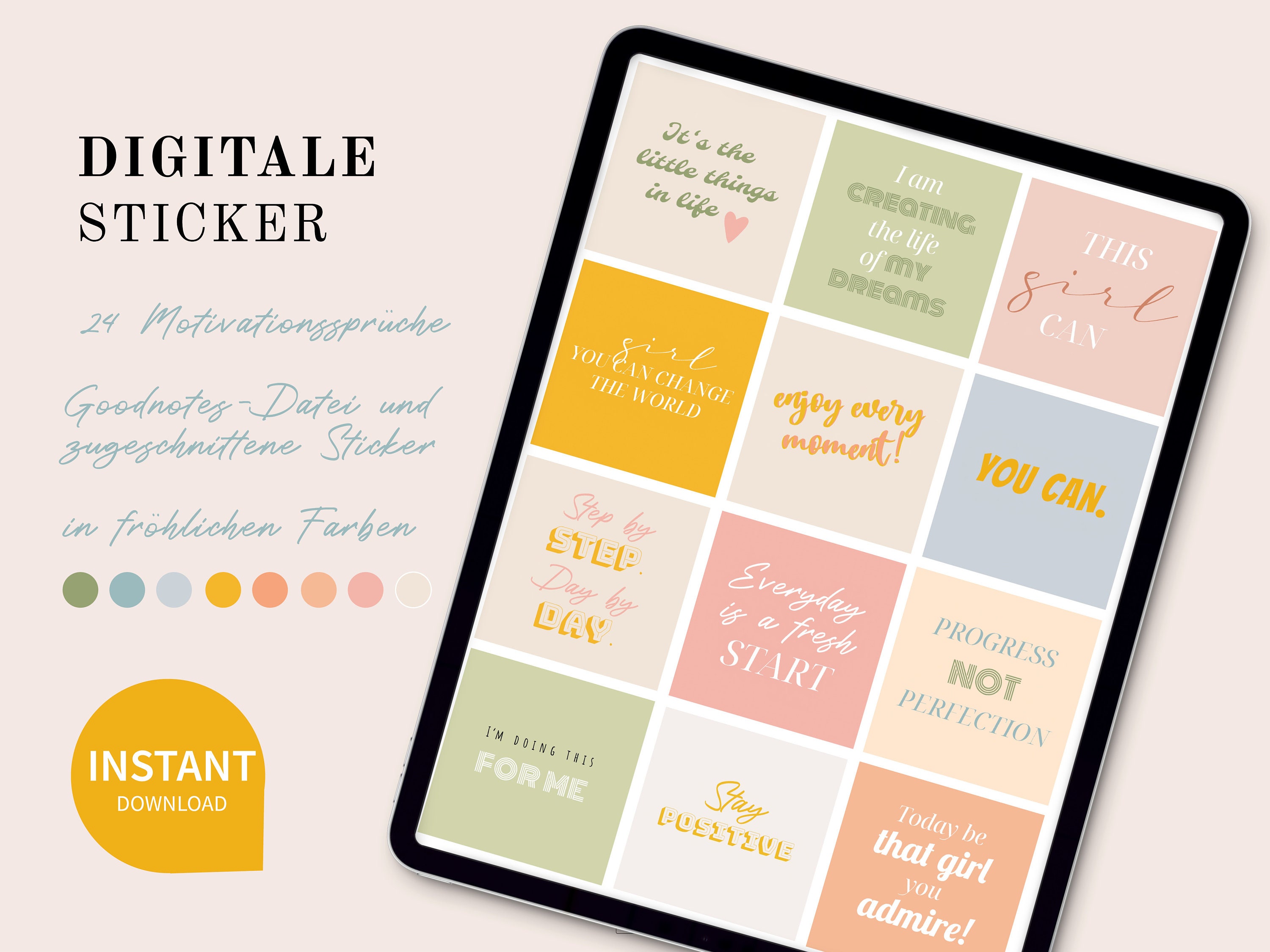 Digitale Sticker Motivation, Motivationssticker Für Goodnotes, PNG ...