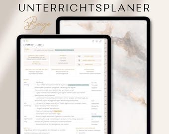 Digitaler Unterrichtsplaner undatiert DEUTSCH / Lehrer Unterrichtsvorbereitung / Unterrichtsmaterial IPad / Arbeitsblätter Goodnotes / Beige