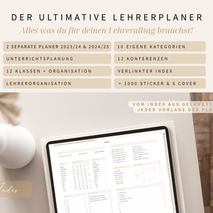 Digitaler Lehrerplaner 2024 2025 DEUTSCH / Goodnotes Lehrerkalender 24 25 / Schuljahresplaner iPad / Unterrichtsplaner Notability / Beige Bild 9