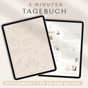 5 Minuten Tagebuch deutsch Digitales Tagebuch für mehr Dankbarkeit, Achtsamkeit & Selbstliebe / GOODNOTES Tagebuch / iPad Journal Bild 1