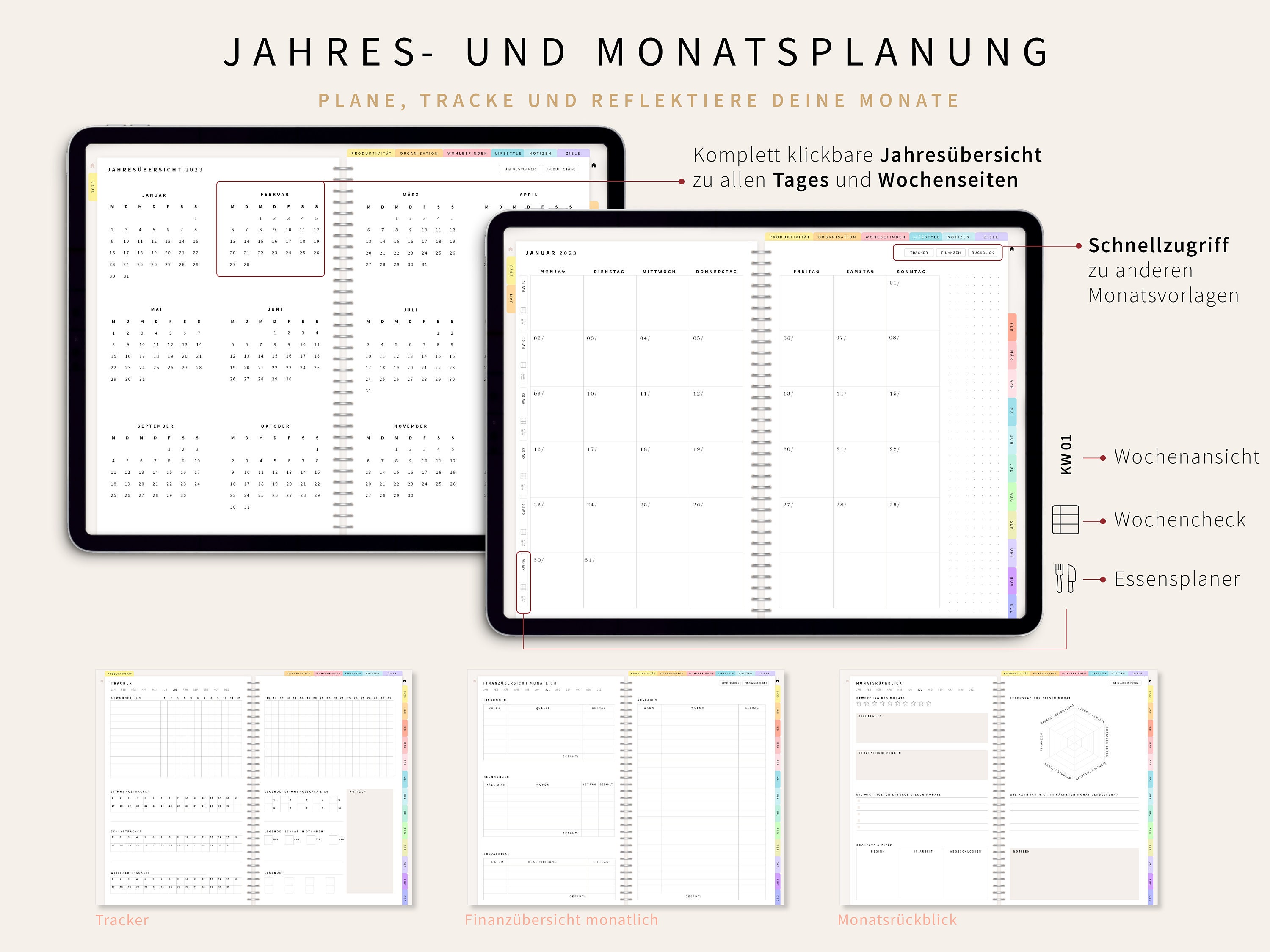Digitaler Planer 2023 2024 Deutsch Alleskönner / GOODNOTES Kalender 