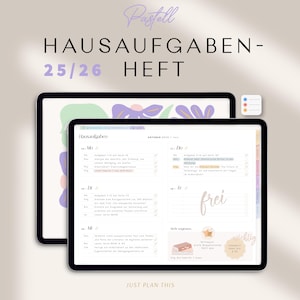 Digitales Hausaufgabenheft 2025/26 für iPad mit Erinnerungsfunktion, Stickern & Cover für Schülerinnen und Schüler / Hausaufgabenplaner Bunt