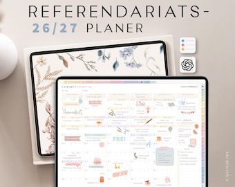 Referendariatsplaner 2026 2027 für iPad / Goodnotes Refplaner 26 27 / Planer Referendariat / digitaler Lehrerplaner / Refi Kalender Pastell