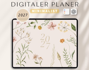 Digitaler Planer 2027 Deutsch / GOODNOTES Kalender / iPad Planner / Bullet Journal digital Bunt / 700 digitale Sticker / Minimalist