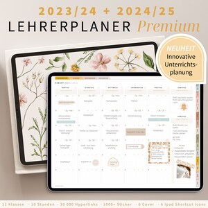 Digitaler Lehrerplaner 2024 2025 DEUTSCH / Goodnotes Lehrerkalender 24 25 / Schuljahresplaner iPad / Unterrichtsplaner Notability / Bunt Bild 1