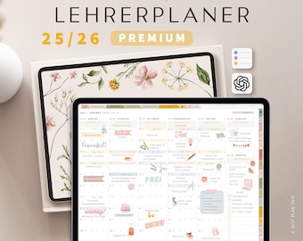 Digitaler Lehrerplaner 2025 2026 DEUTSCH / Goodnotes Lehrerkalender 25 26 / Schulplaner IPad / Unterrichtsplaner Notability / Bunt