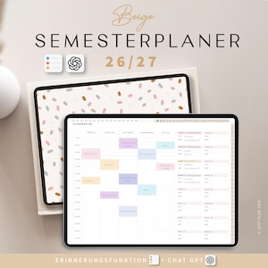 Digitaler Semesterplaner 2026 2027 · Studentenplaner digital für iPad, GOODNOTES · Studienplaner digital Beige · Studenten Kalender Pastell