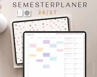 Digitaler Semesterplaner 2026 2027 · Studentenplaner digital für iPad, GOODNOTES · Studienplaner digital Beige · Studenten Kalender Pastell