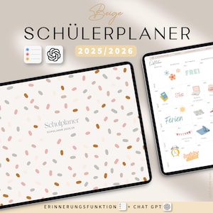 Digitaler Schülerplaner 2025 2026 DEUTSCH / Schulplaner Ipad 2025 26 / Goodnotes Schülerkalender 25 26 / Samsung Notes Planer Schule / Beige