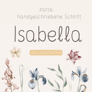 Isabella Font | Zarte, schlichte, handgeschriebene Schriftart für digitale Planer und Notizen | Schrift ideal für GoodNotes