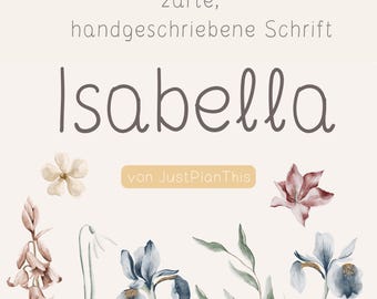 Isabella Font | Zarte, schlichte, handgeschriebene Schriftart für digitale Planer und Notizen | Schrift ideal für GoodNotes