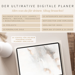 Digitaler Planer 2024 2025 Deutsch / GOODNOTES Kalender / iPad Planner / Bullet Journal digital Beige / 800 digitale Sticker image 10