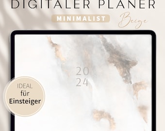 Digitaler Planer 2024 Deutsch / GOODNOTES Kalender / iPad Planner / Bullet Journal digital Beige / 800 digitale Sticker / Minimalist