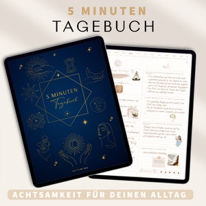 5 Minuten Tagebuch deutsch Digitales Tagebuch für mehr Dankbarkeit, Achtsamkeit & Selbstliebe / GOODNOTES Tagebuch / iPad Journal zdjęcie 1