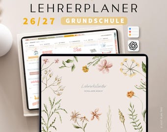 Digitaler Lehrerplaner Grundschule  2026 2027  DEUTSCH / Goodnotes Lehrerkalender 26 27 / Schuljahresplaner IPad / Unterrichtsplaner / Bunt