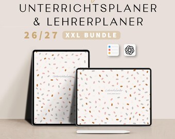 Digitaler Unterrichtsplaner undatiert & Lehrerplaner 2026 2027 DEUTSCH / Goodnotes Lehrerkalender 26 27 / Schuljahresplaner IPad Beige