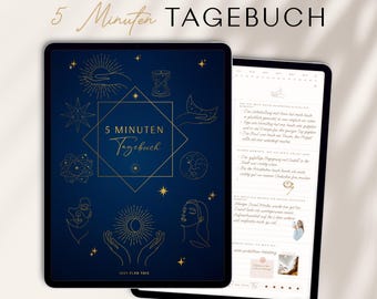 5 Minuten Tagebuch deutsch - Digitales Tagebuch für mehr Dankbarkeit, Achtsamkeit & Selbstliebe / GOODNOTES Tagebuch / iPad Journal