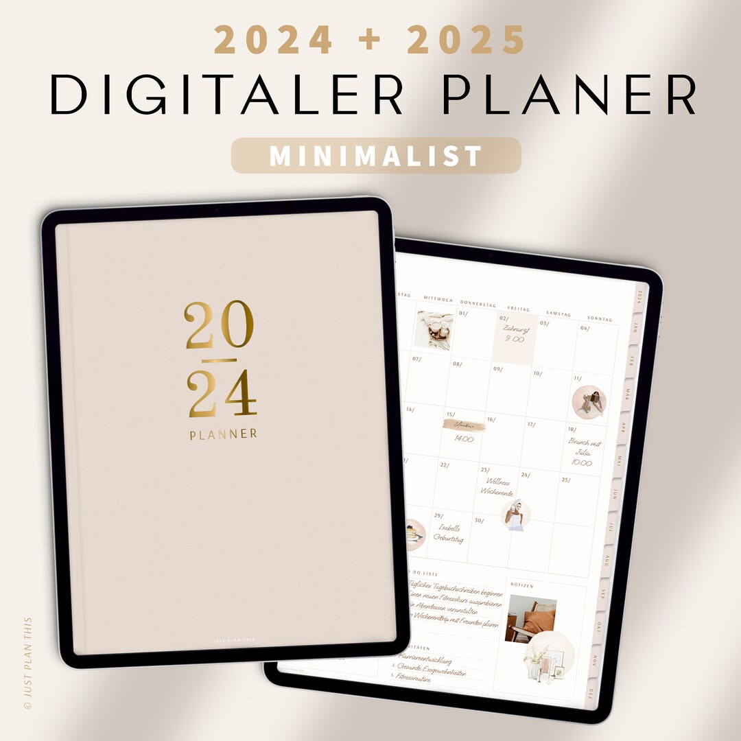 Digitaler Planer 2024 2025 Deutsch Minimalist / GOODNOTES Kalender 
