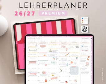 Digitaler Lehrerplaner 2026 2027 DEUTSCH / Goodnotes Lehrerkalender 26 27 / Schulplaner IPad / Unterrichtsplaner Notability / Rosa Pink