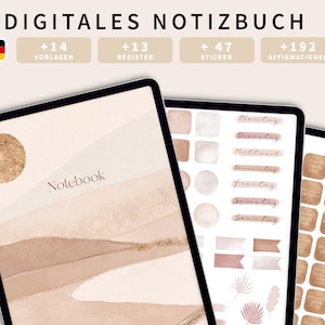 Notizbuch digital, Digitales Notizbuch Goodnotes Notability, digitale Aquarell Sticker Bild 1