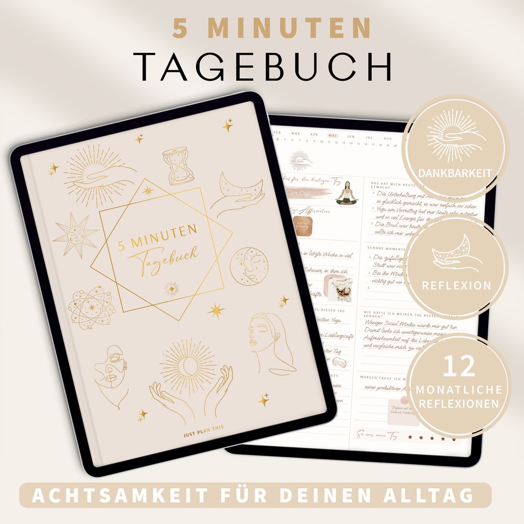 5 Minuten Tagebuch Deutsch Digitales Tagebuch Für Mehr Dankbarkeit ...