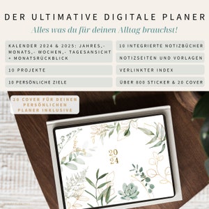 Digitaler Planer 2024 2025 Deutsch Alleskönner / GOODNOTES Kalender / iPad Planner digital Mint / 800 digitale Sticker / 17000 Hyperlinks Bild 10