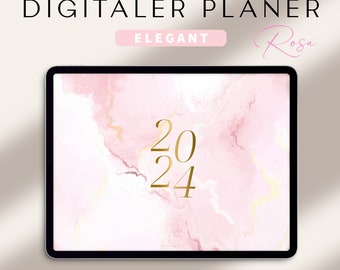 Digitaler Planer 2024 + 2025 Deutsch / GOODNOTES Kalender / iPad Planner / Bullet Journal digital / 800 digitale Sticker / Elegant Rosa