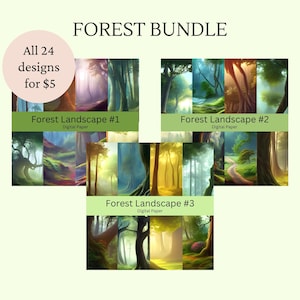 BUNDLE - Wald Digital Papier - Waldlandschaft, Digitale Kunst, Scrapbook Papier, Junk Journal, Digitaldruck, Poster, Wandkunst, druckbar