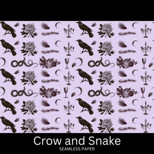 Witchy Crow & Snake Seamless Pattern Paper (Digital Download)