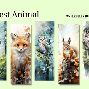 Forest Animal Watercolor Bookmarks - PNG, Sublimation