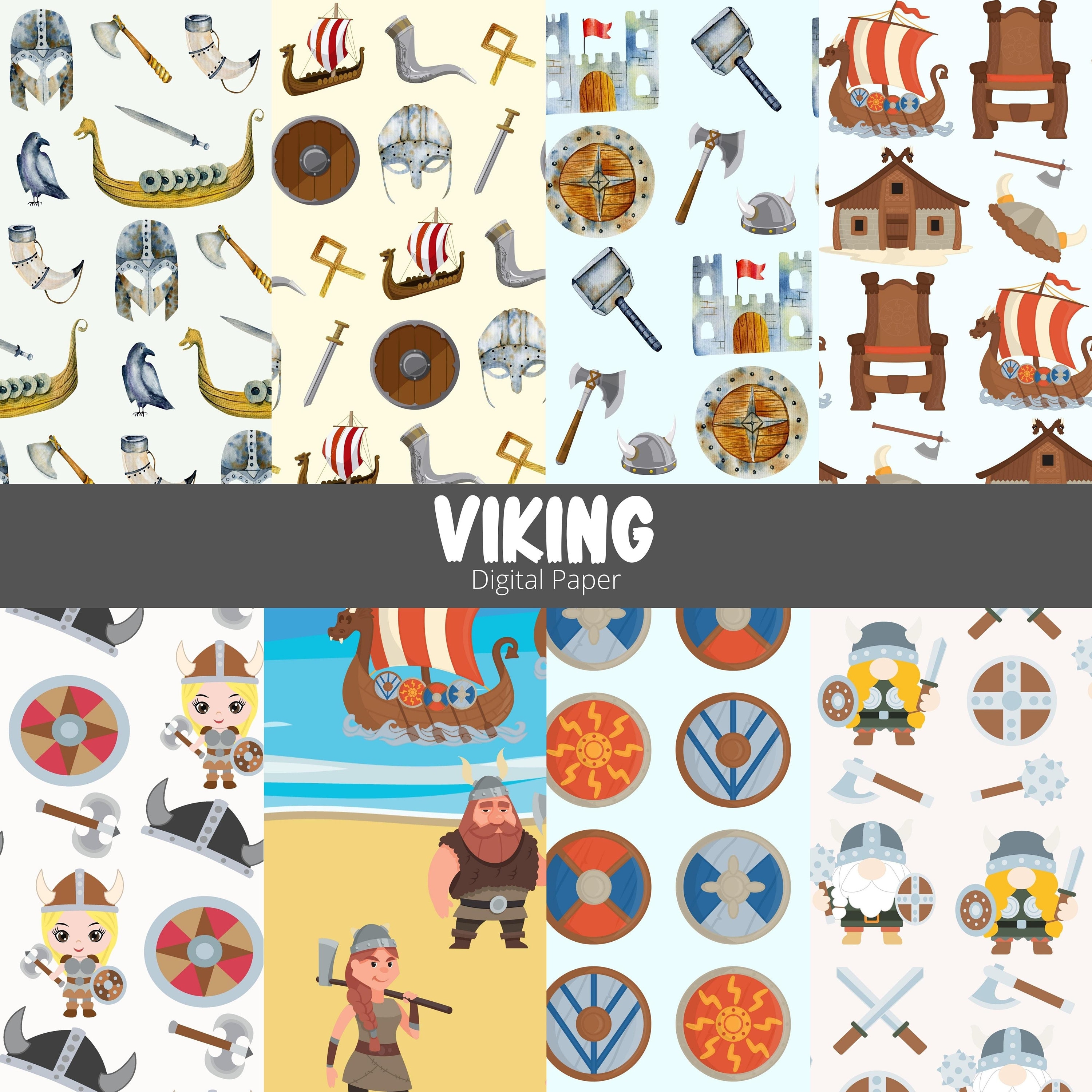 Viking Digital Paper Vikings Scrapbook Paper Craft Paper Etsy