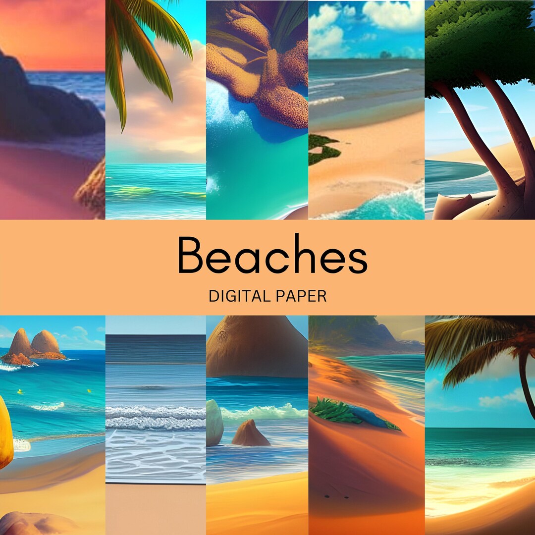 Beaches Digital Paper Beach Craft Paper Scrapbook Paper Etsy