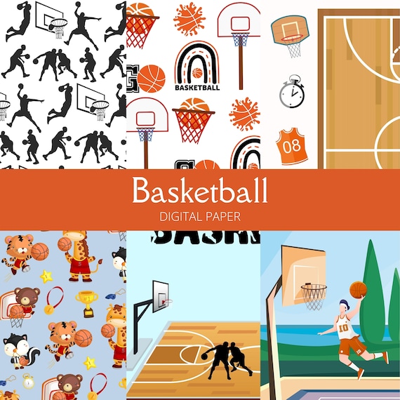 Basketball Digital Paper Basketball Scrapbook Paper Junk - Etsy
