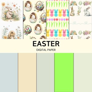 Easter Digital Paper - Papier de poche de Pâques, journaux indésirables, bricolage, imprimable, papiers d’accent, téléchargement immédiat