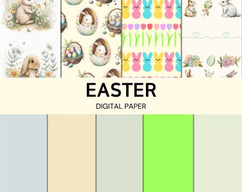 Easter Digital Paper: Spring Scrapbook Paper (Immediate Download)