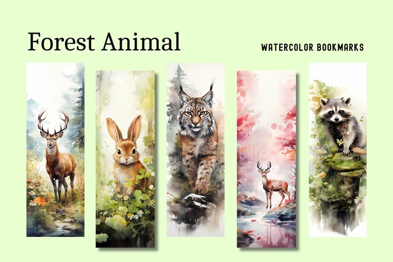 Lynx Rising Bookmark Forest Animal Watercolor Bookmarks - PNG, Sublimation - Etsy