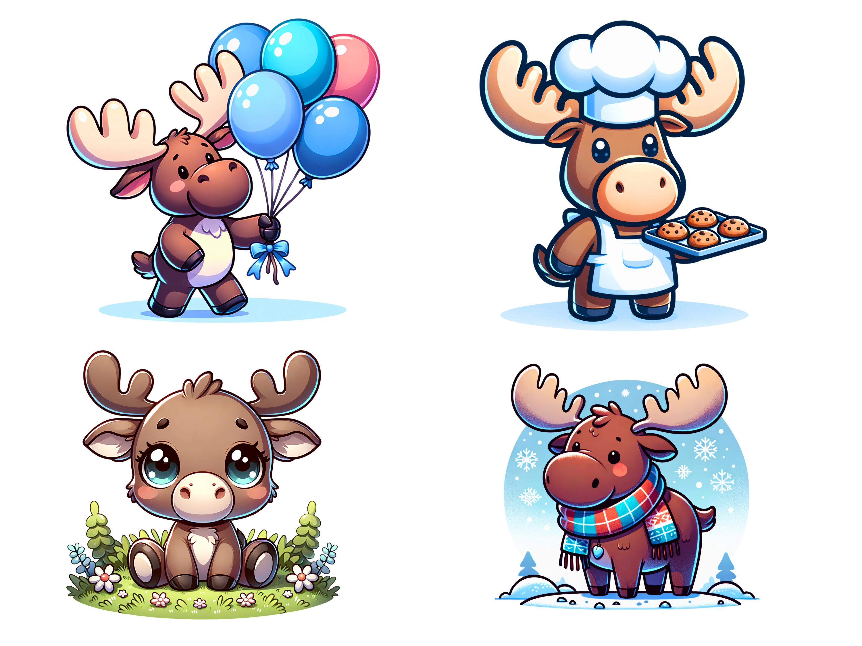 Cute Moose Clipart – Whimsical PNG Illustrations (downloadable) - Etsy